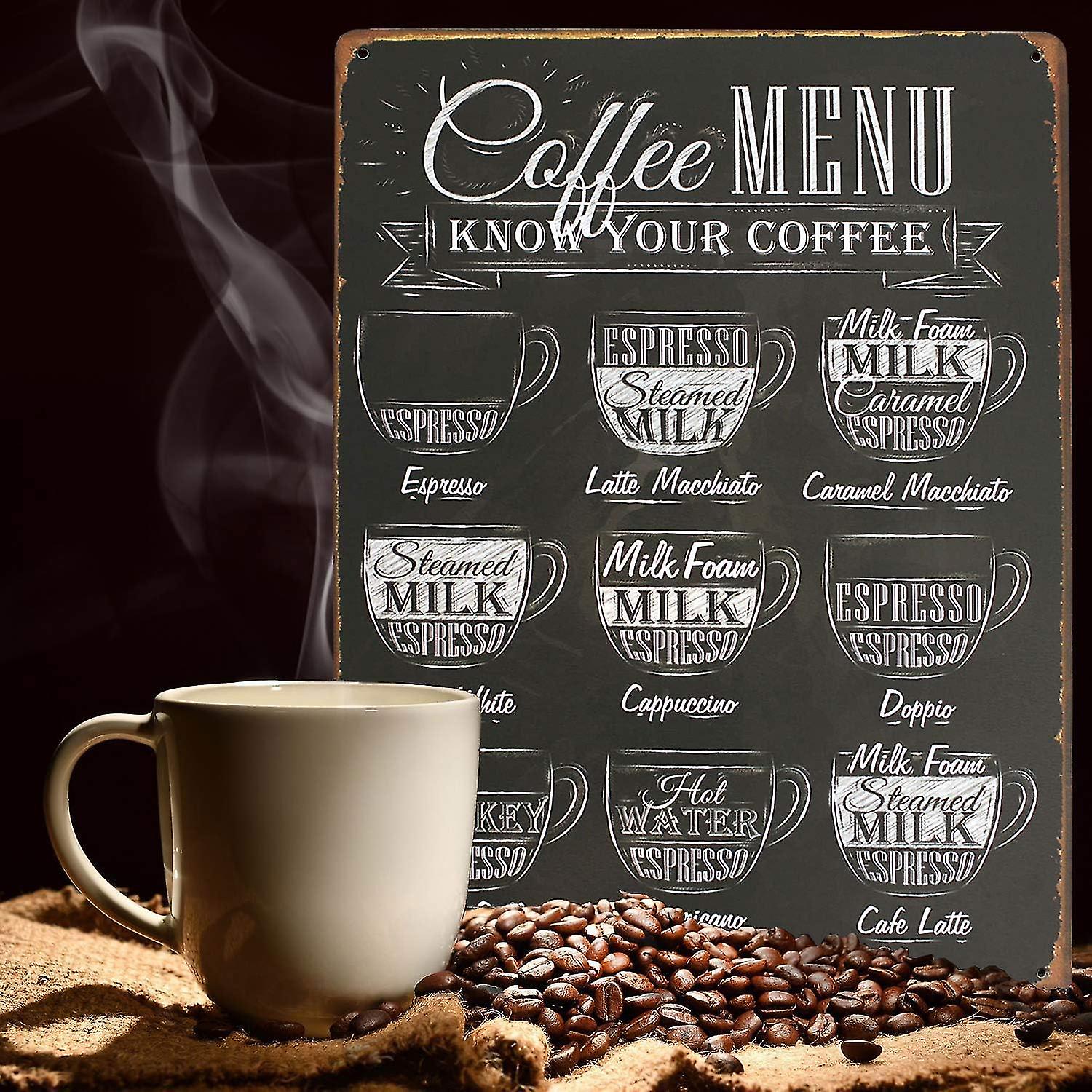 Bioputty Targa In Metallo Con Scritta Coffee Menu Know Your Coffee