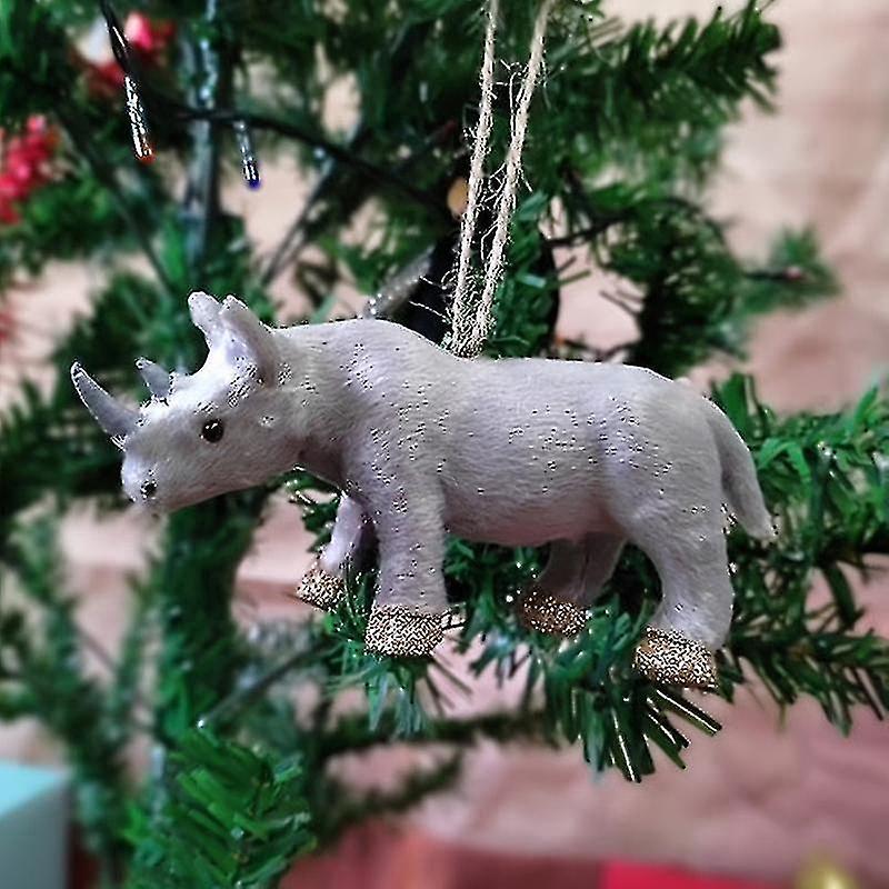 6-piece Set Of Simulation Animal Ornaments Pendants Simulation Lion Giraffe Rhino Leopard Elephant O