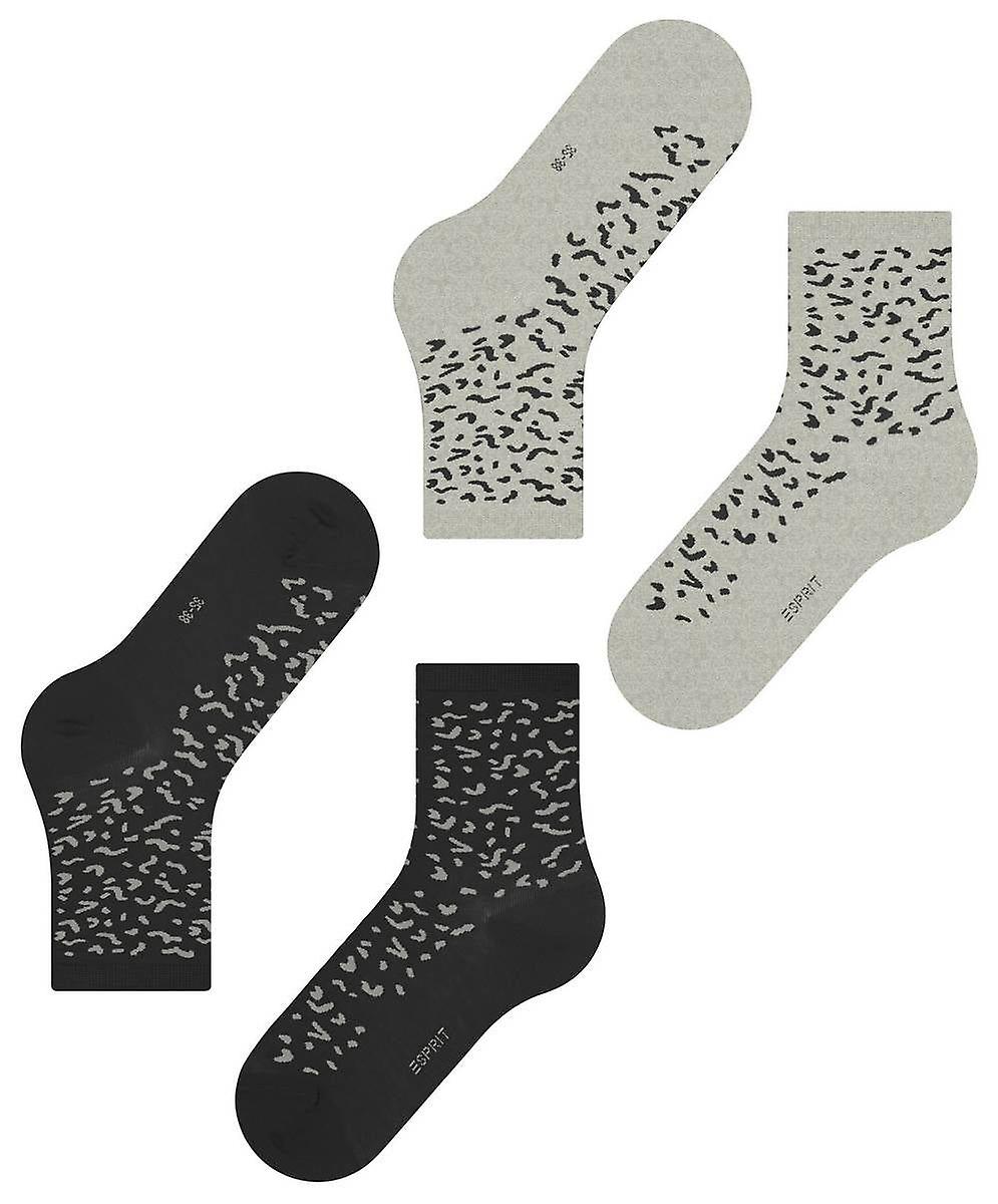 Esprit Fun Pattern 2 Pack Socks - Black/Grey