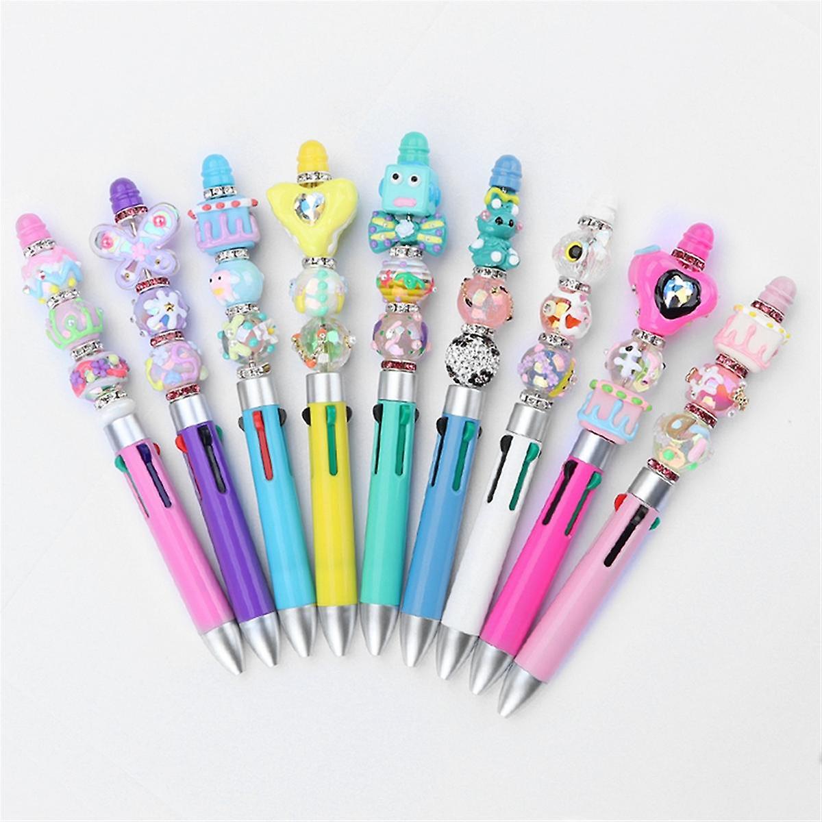 10Pcs DIY Business Four Color Refill Beaded Pen Cute Beadable Ballpoint Pens Puzzle Multi Color Jew