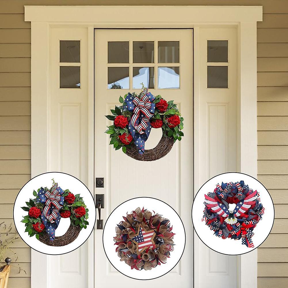 玄関用リース、2024年アップグレード7月4日愛国的なリースホリデーデコ
