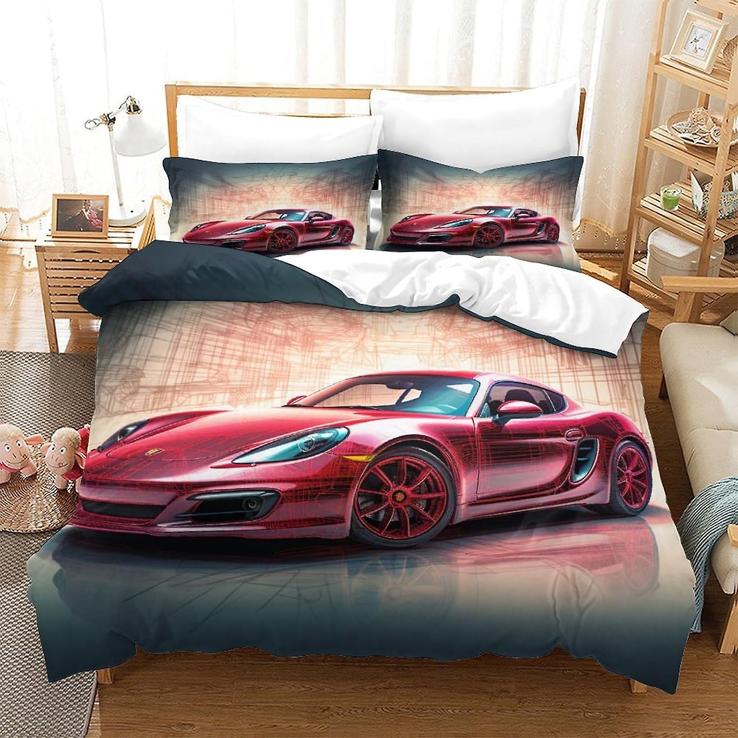 بورش 911 مجموعة الفراش مجموعات منقوشة لينة المضادة تتلاشى تنفس 3D الطباعة الملونة السيارات الرياضية لحاف غطاء مجموعة تصميم عصري ، Suitabl