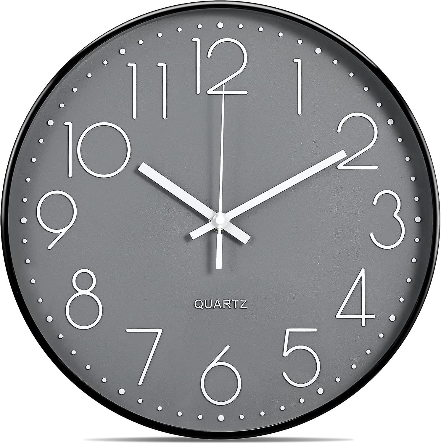 thumbnail image 1 of Reloj de pared analógico YUANXCMXG silencioso 30 cm Negro y gris, 1 of 3