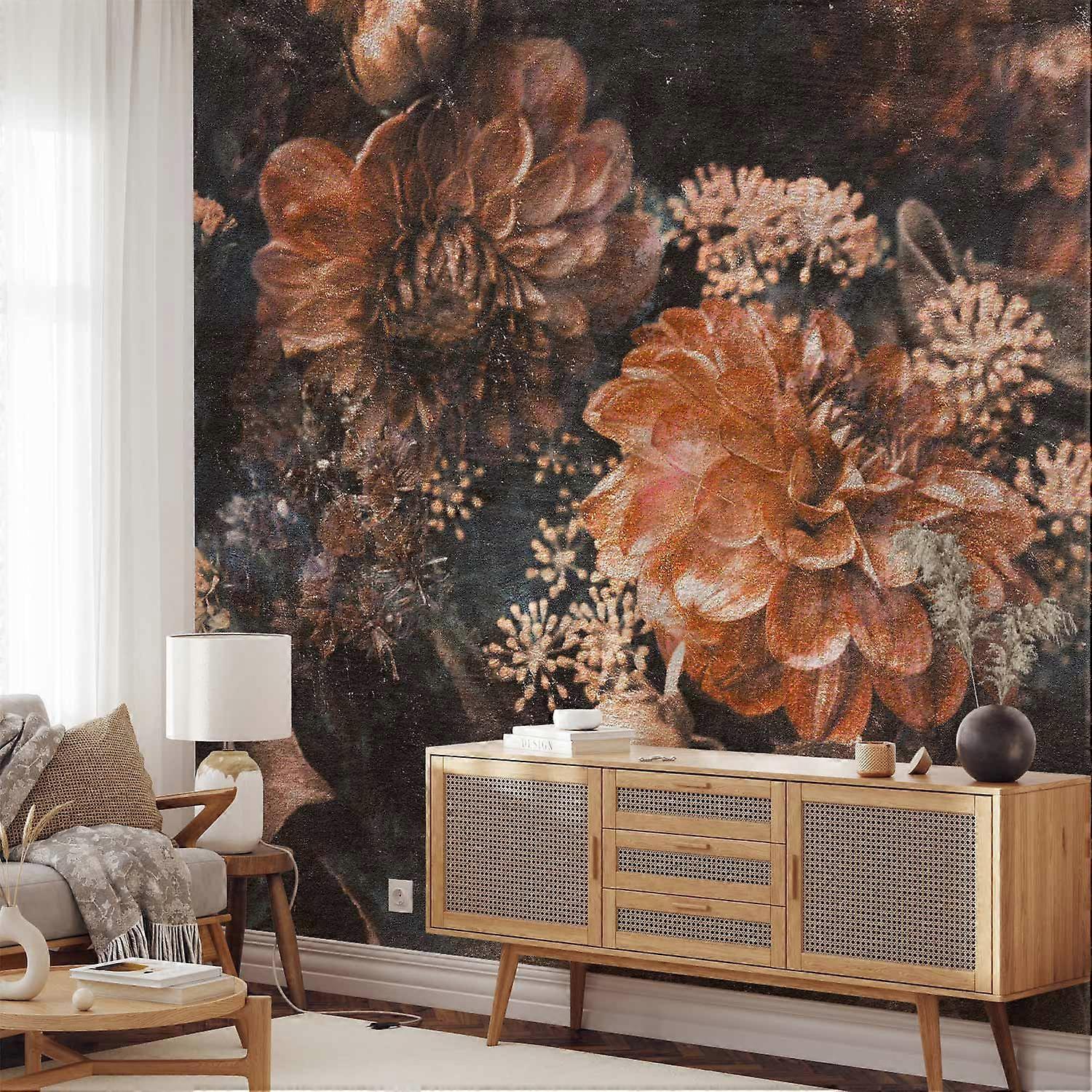 Self-adhesive Wall Mural - Retro Flowers - Third Variant