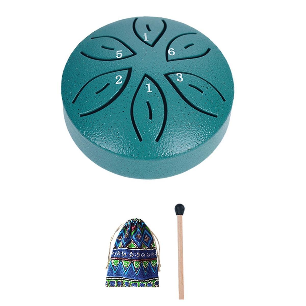 Tambour à langue en acier, tambour de pluie pour l'extérieur, 6 notes, 3 pouces, tambour de réservoir de chakra, percussions en acier, maillets rembourrés, vert foncé