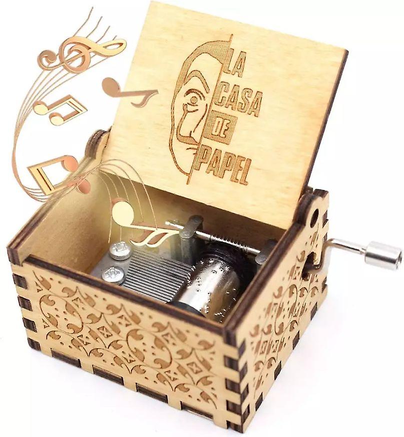 خشبية صغيرة اليد كرنك الموسيقى مربع ديكور المنزل منحوتة مربع الموسيقية هدية