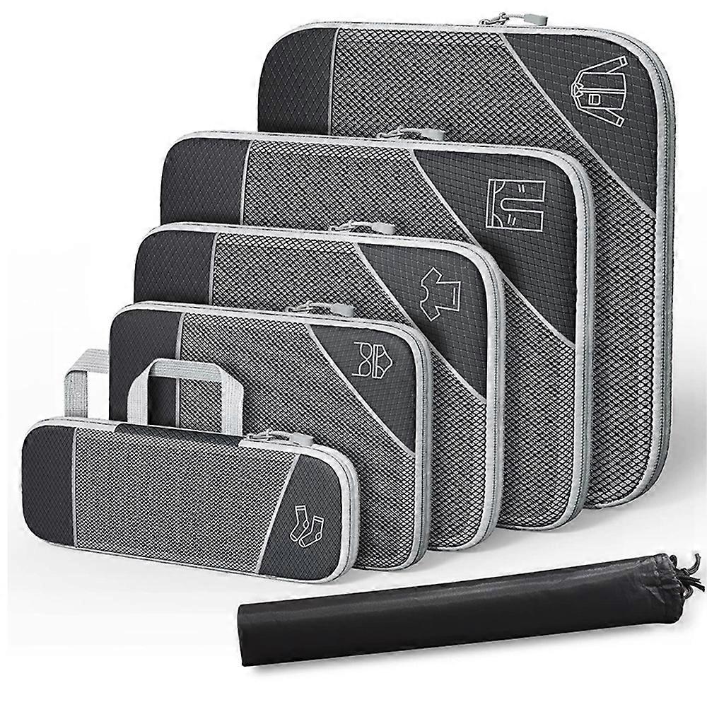 Set di borse per la conservazione comprimibili da viaggio in nylon multicolore in sei pezzi