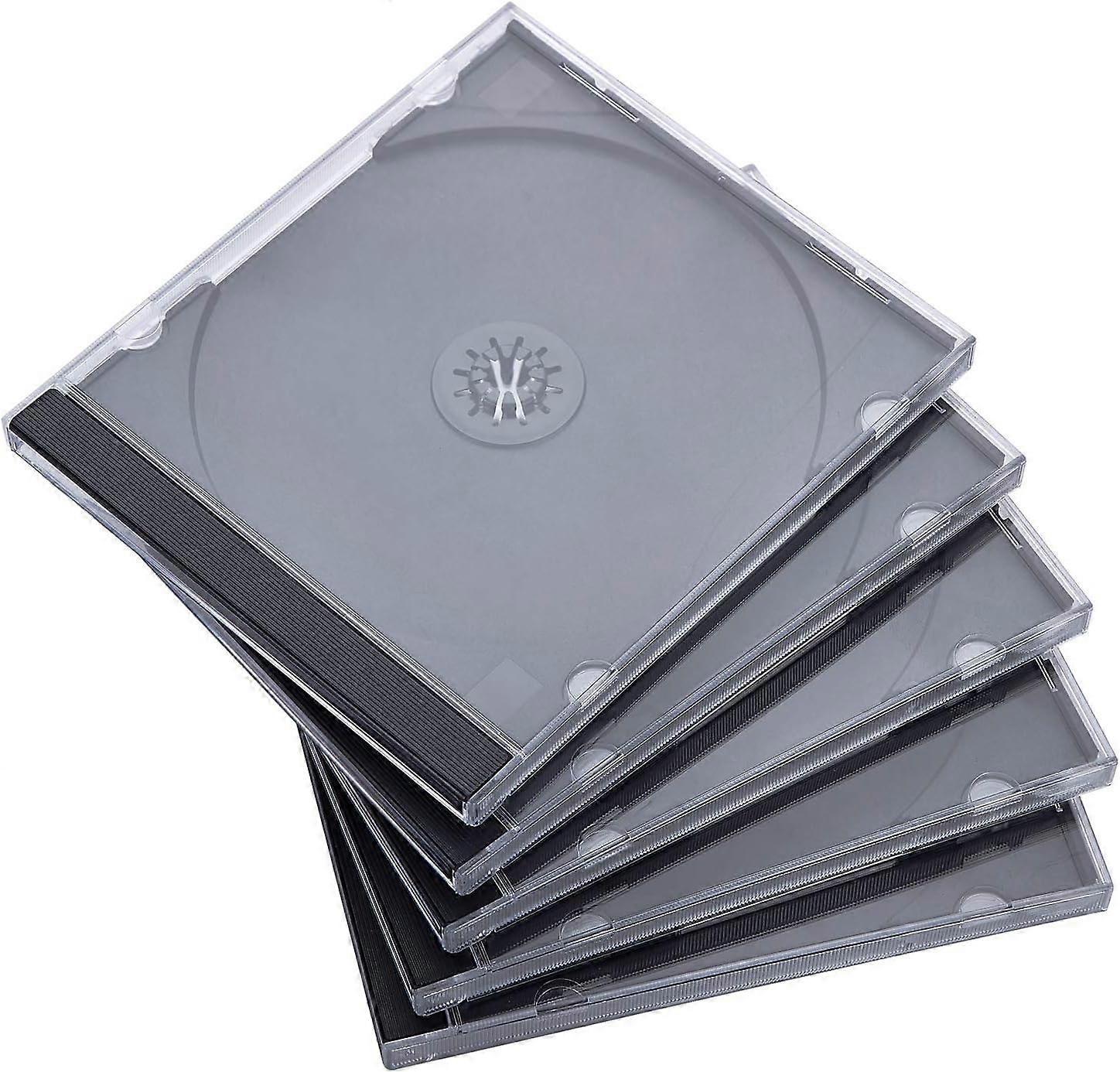 25 Pack Standard Single Clear CD Case with Assembled Black Tray