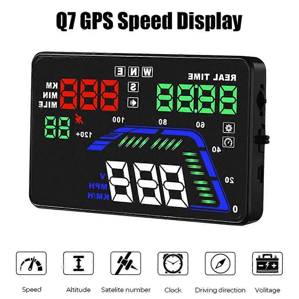Q7 GPS HUD Car Head Up Display 5.5 Inch Clock Speedometer Windshield Projector Digital Tester On Board Computer 12V Accessories FN9U9405