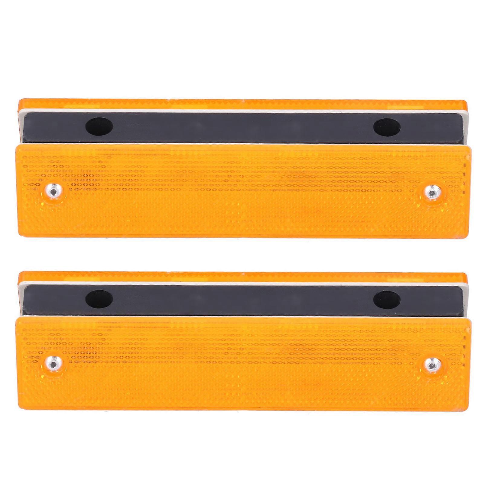 2PCS Rectangle Reflective Sign Road Stud Marker for Highway Traffic Warning Facilities(YellowYellow )