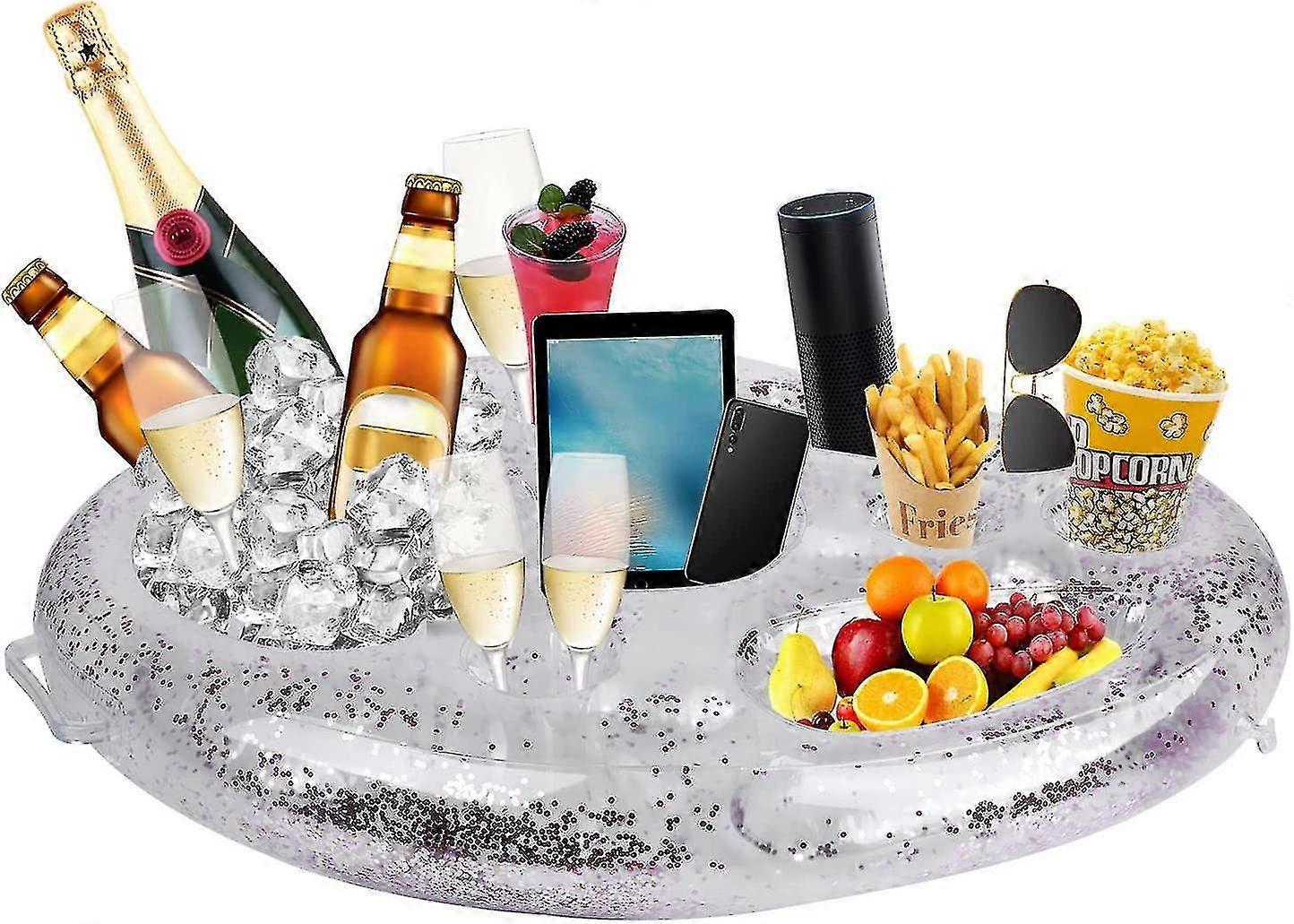 Držiak na nápoje v bazéne pláva, nafukovací plávajúci držiak na nápoje s 8 otvormi veľká kapacita