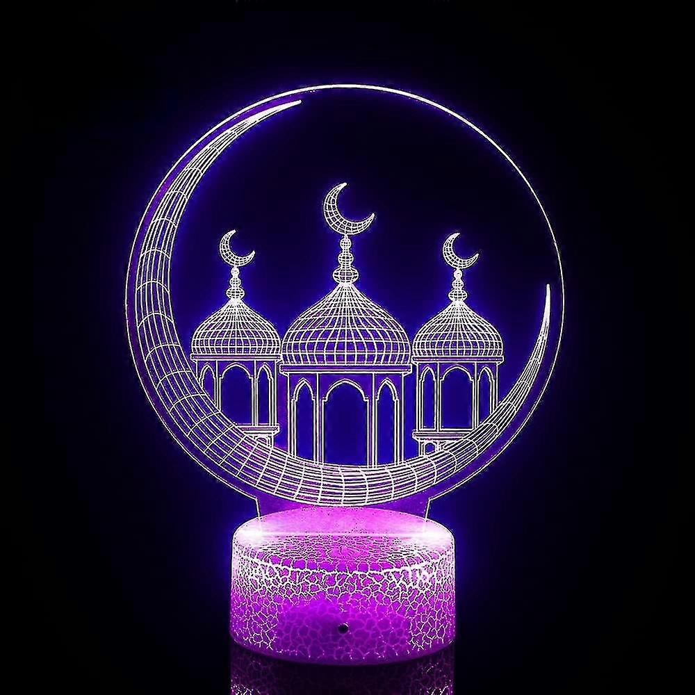 3D مسلم الله ضوء الليل مصباح الوهم ضوء الليل 7 لون تغيير اللمس التبديل الجدول مكتب الديكور مصابيح هدية الاكريليك شقة عبس قاعدة USB كابل T