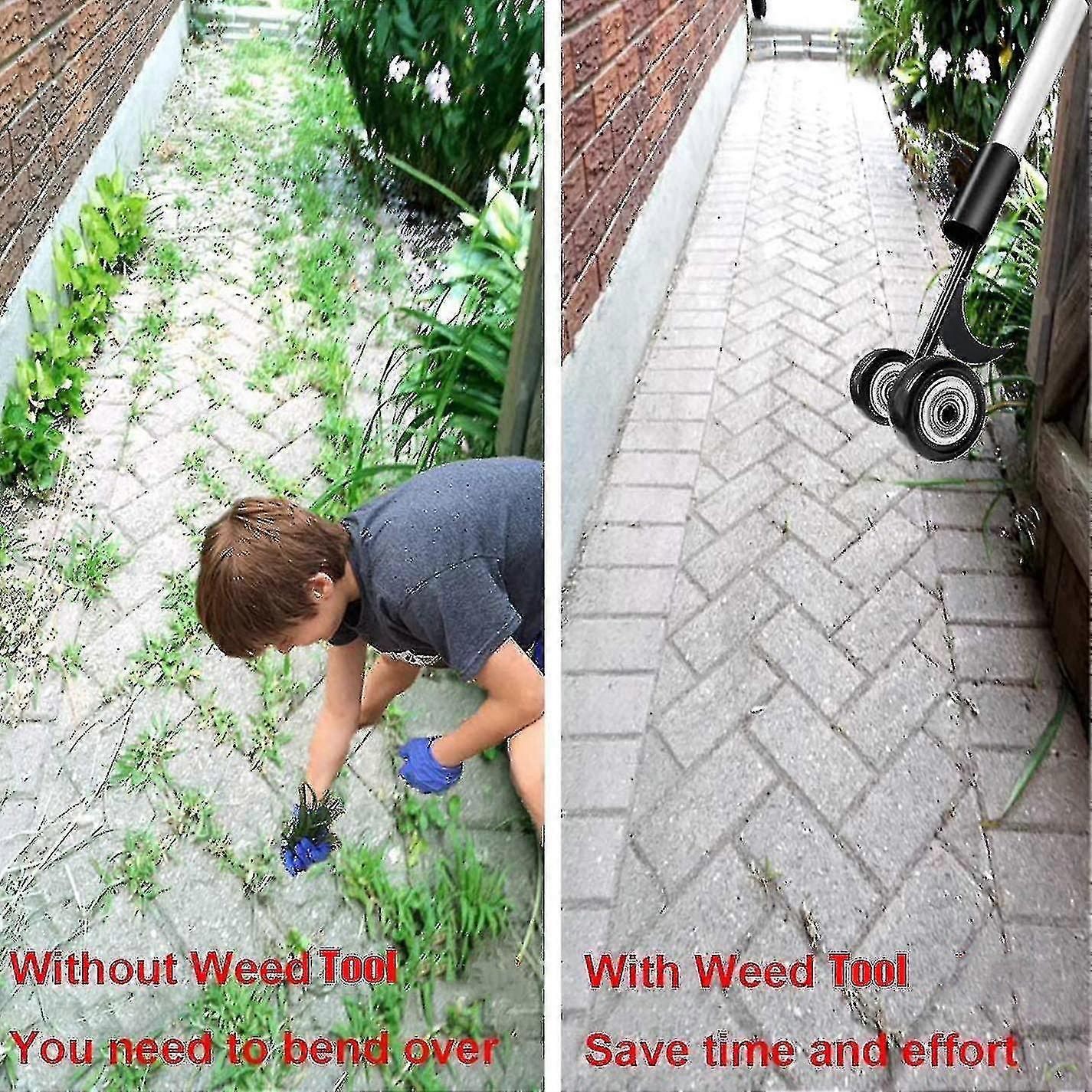 For Hook Weed Remover Tool - Patio Weeding Tool with Wheels Weed Puller, Weeding Tools for En, Weed Removing Tool Without Kneeling for Cleaning