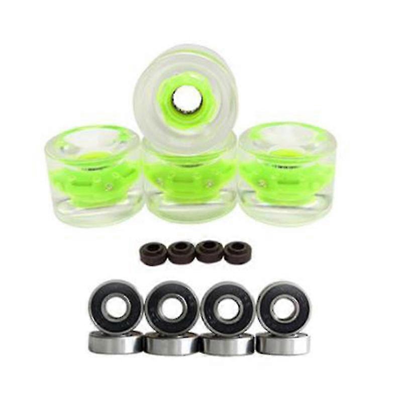 4 Pcs Flash Skateboard Wheels Durable Pu Skate Wheels Super,green