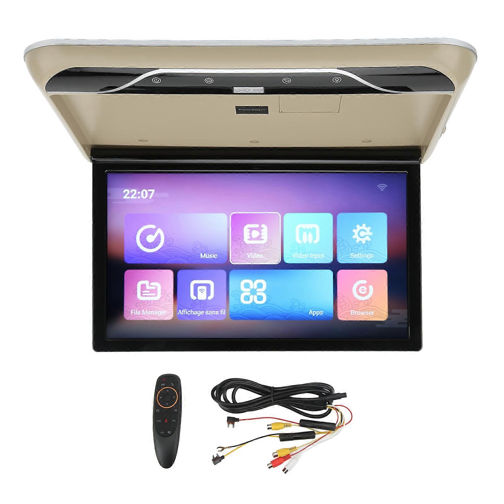 19 pollici auto sopra il lettore ad alta definizione touch screen flip down tetto montato monitor multifunzione per android 9.0 nero