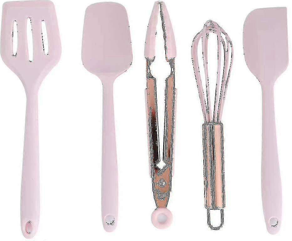 5pcs Silicone Kitchen Utensils Mini Baking Spatula Whisk With Rose Gold Handle Silicone Kids Bakingc p