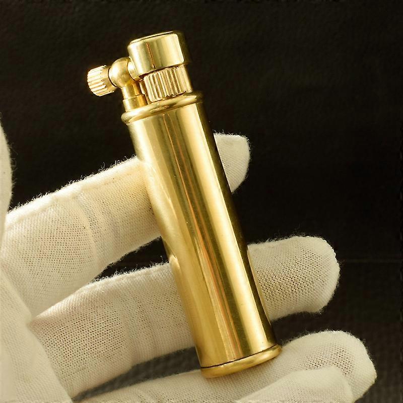 Lighter,Lighter Brass Body Mid-Section Cylindrical Shape Personality Men's Processing Lighter Wholesale