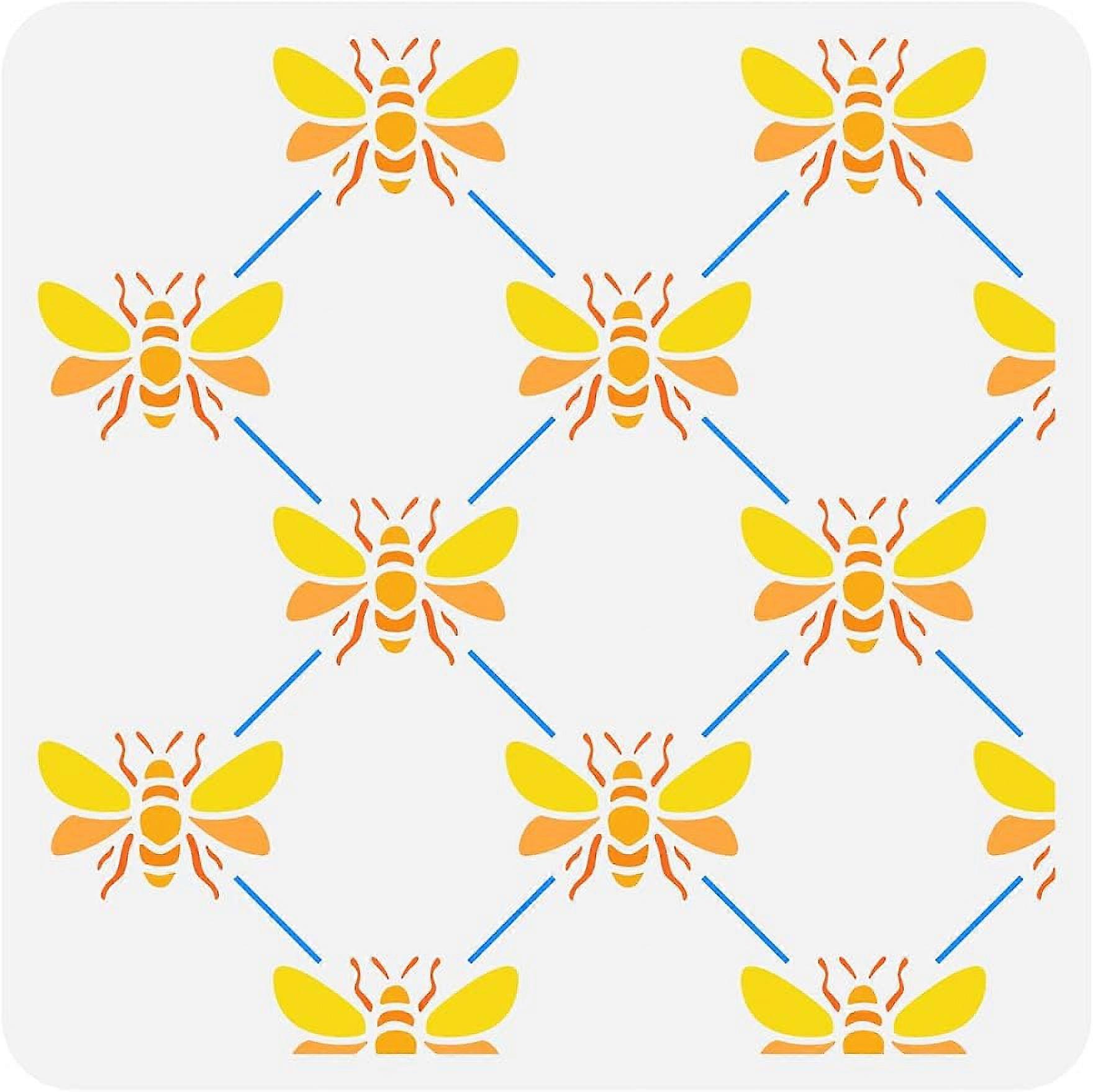 1Pc French Bee Trellis Reusable Stencil Template 11.8x11.8inch for Painting on Wall Canvas Bag Tiles Cabinets Decor