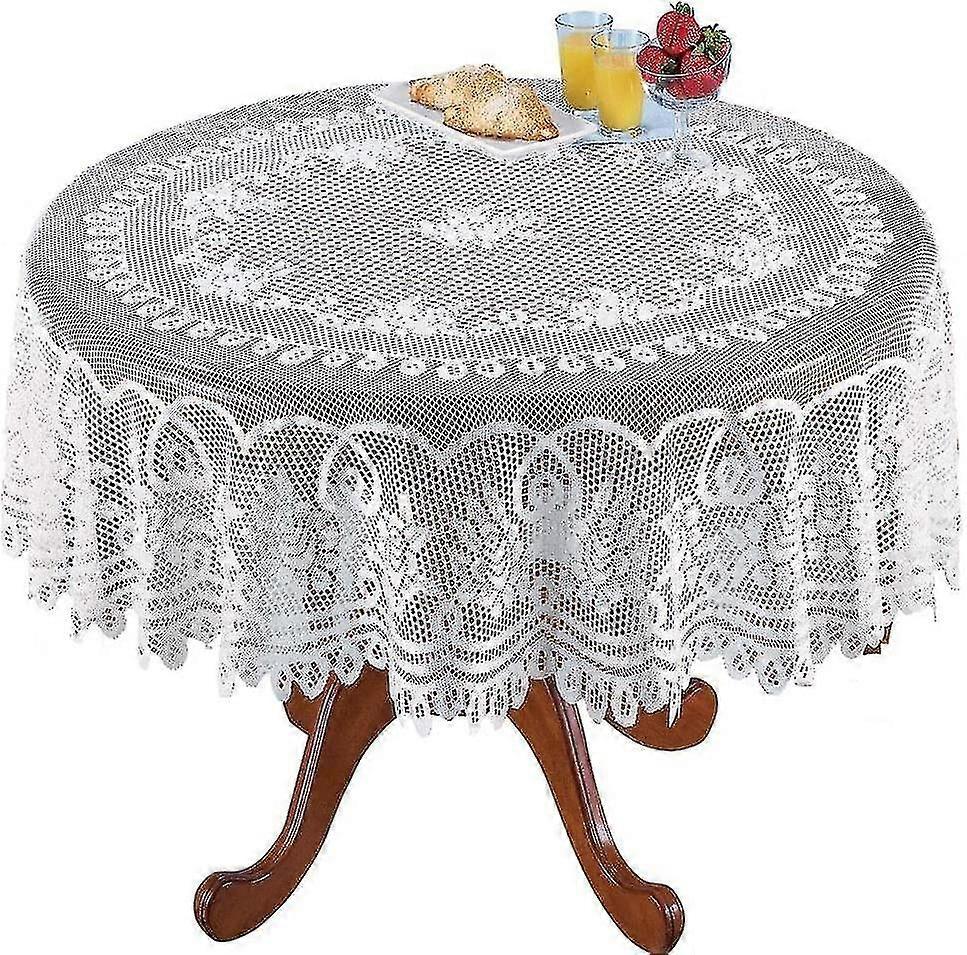 Rectangular Vintage White Lace Tablecloth For Wedding Party Diameter 180 Cm