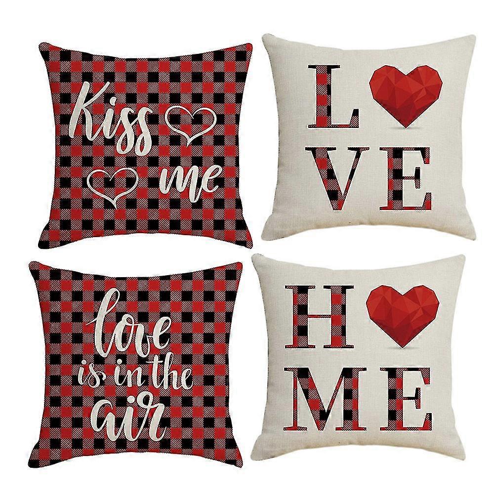 Pillow Cases Print Valentines Day Throw Waist Flax Home Decor