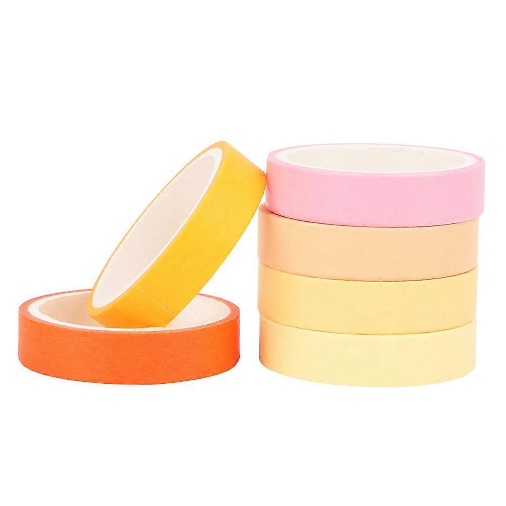 6pcs Adhesive Washi Tape Solid Color Set DIY Scrapbook Hand Account Decoration (Autumn)
