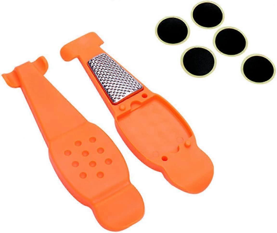 1pc,  bicycle tyre levers tire wrench with hooks bike tire patch repair kit bicycle tire glueless self-adhesive patches with metal rasps three-in-one