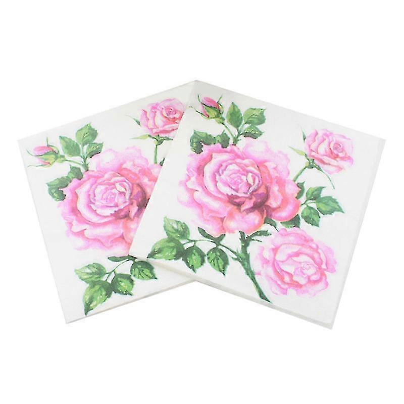 20 Sheets Rose Pattern Disposable Party Tissue Napkin Party Supplies