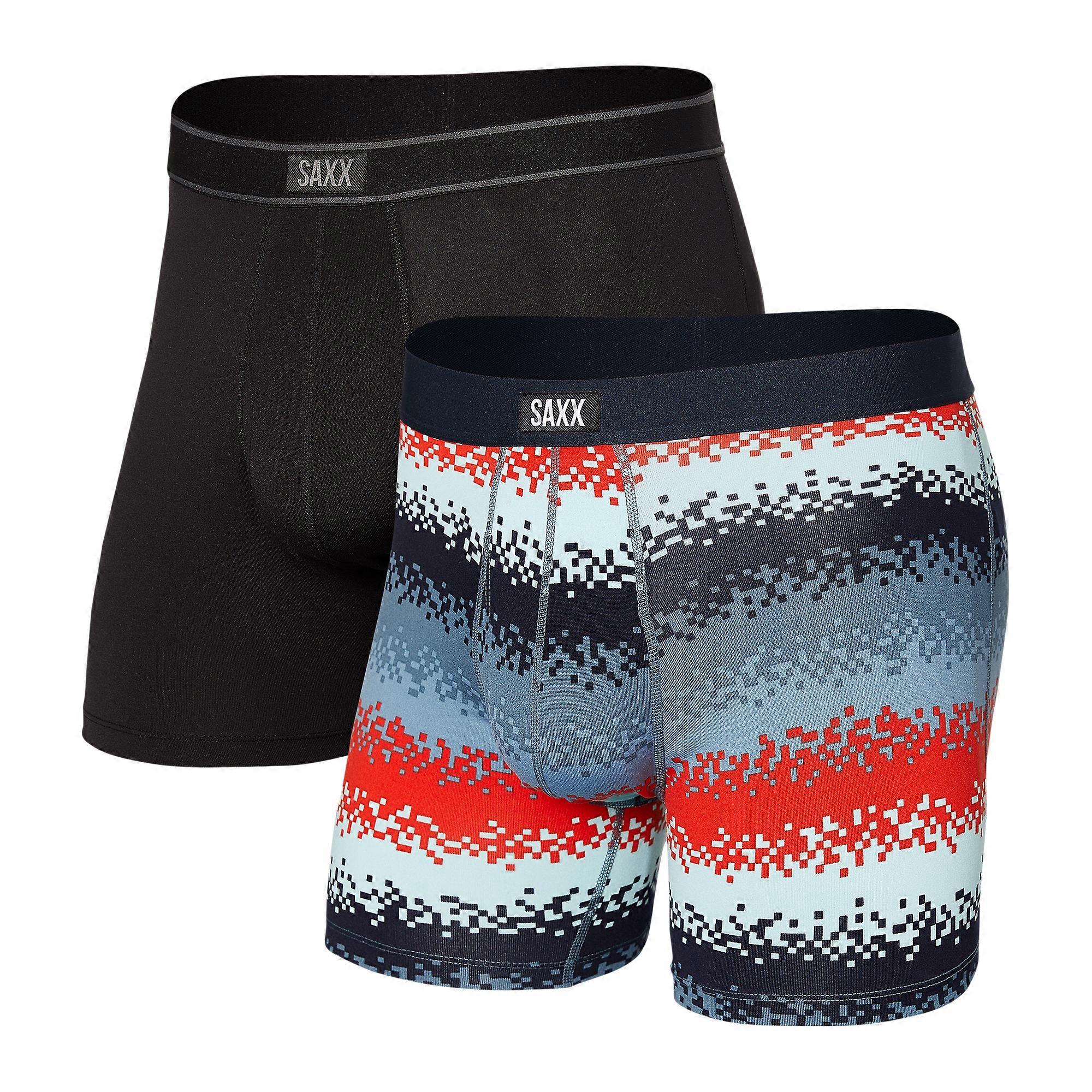 Saxx Underwear Daytripper 2er Pack Boxershorts - Tec Rec Streifen/ Schwarz