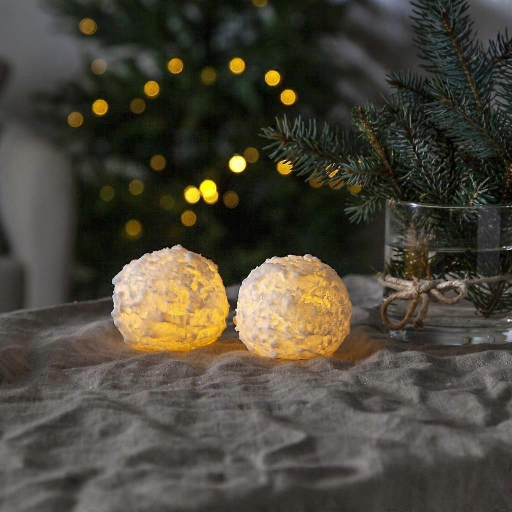 Led Pillar Candle 2 Pack Snowball with Timer