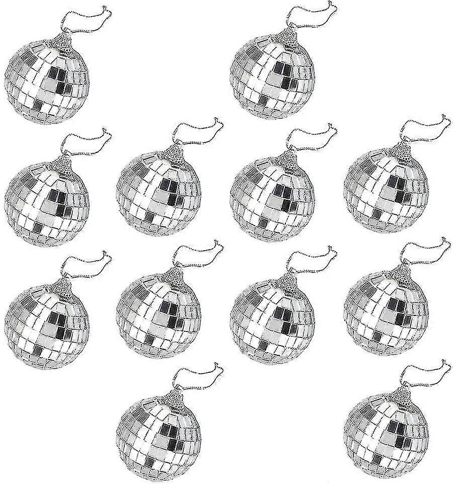12 stk 5cm Mirror Disco Ball Mirror Party Juledekor med stropper A