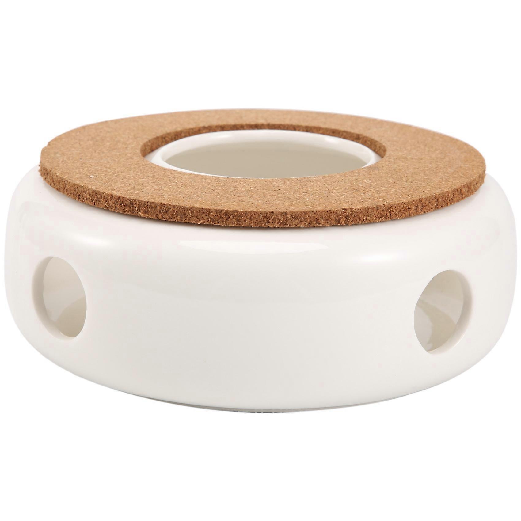 Teapot Warmer, Ceramic Trivet with Cork Cushion, Candle Heater for Teapots Pitchers Carafe, Suitabl