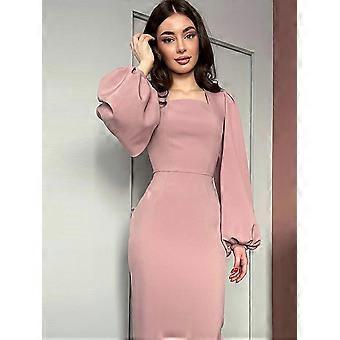 Women European Style Bishop Sleeve Slim Dress Long Sleeveless Ssquare Nect  Solid Long Dresses Spring Grace Commute Dresses | Fruugo NO