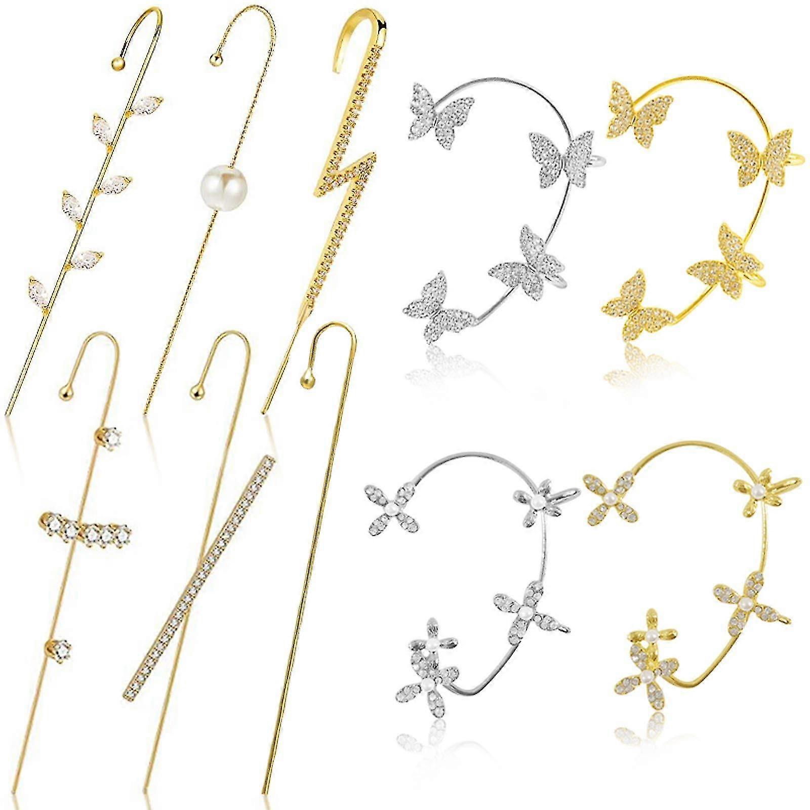 Butterfly Snowflake Ear Hook Set Ear Clip One Moon Earring Set