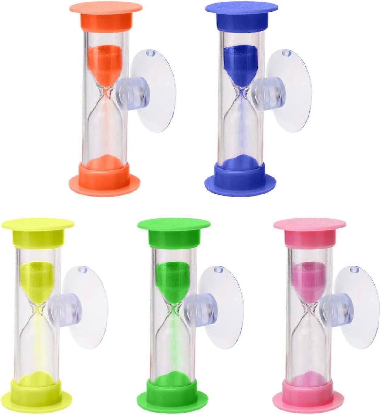5Pcs Sand Timer with Suction Cup, 3 Minutes Countdown Hourglass Timer for Kids, Suction Cup Timer, Creative Plastic Sand Timer