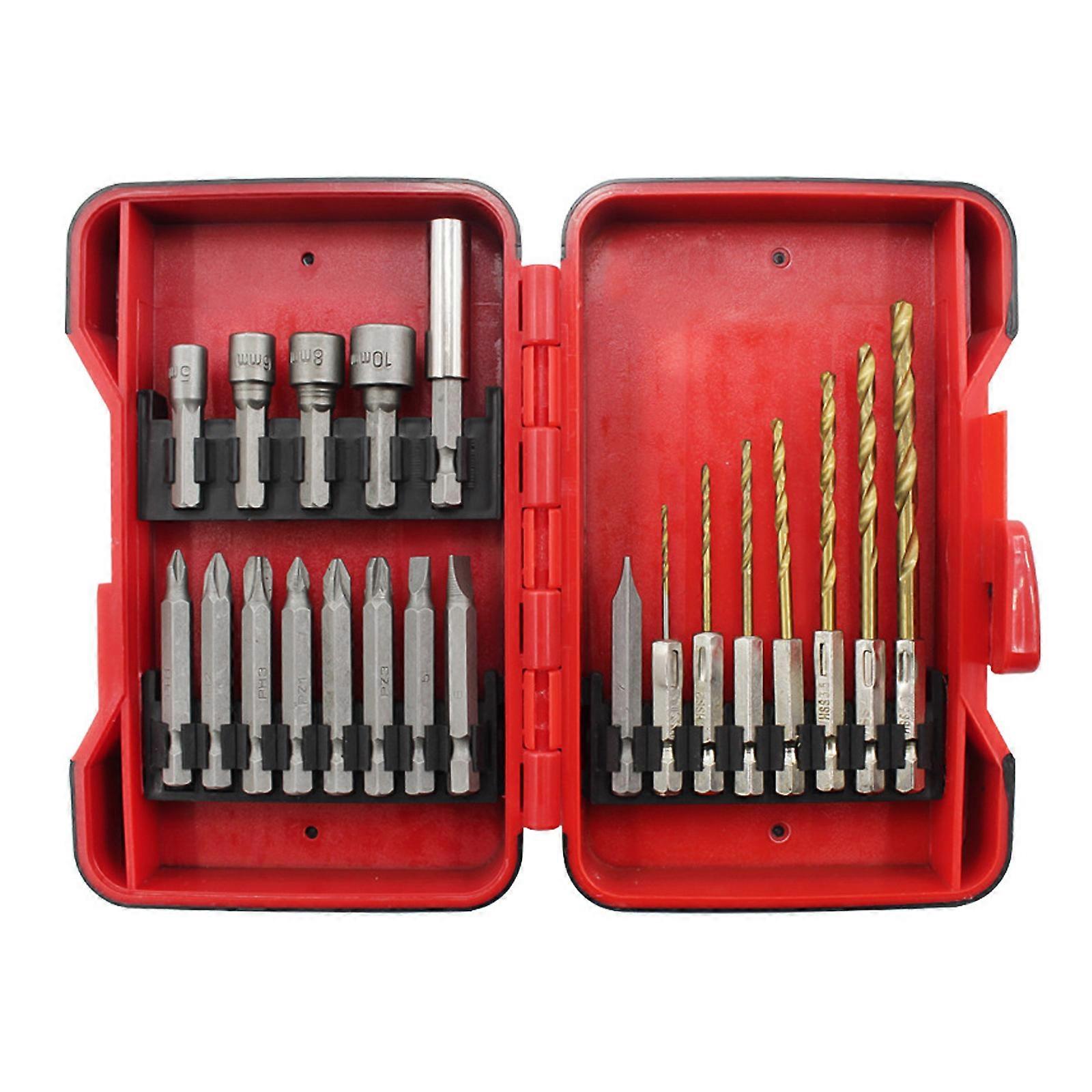 Screwdriver Bit Set Drill Bit Set 21-Piece Drilling and Driving Accessory Kit with Storage Box for Metal Wood Plastic