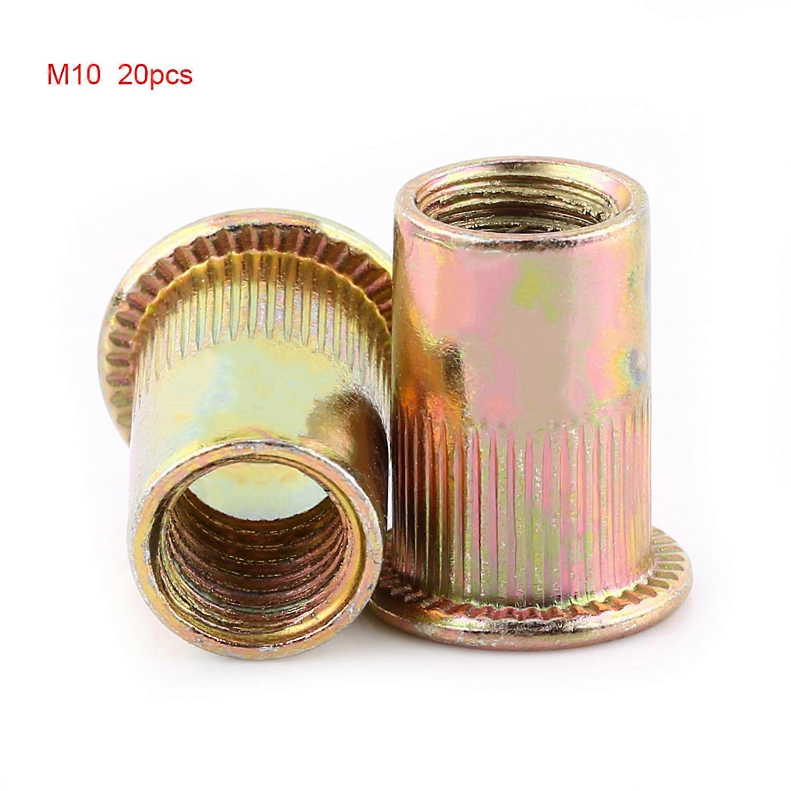Écrou à rivet plat fileté en acier au carbone M3-M12 (M10 x 20 pièces)