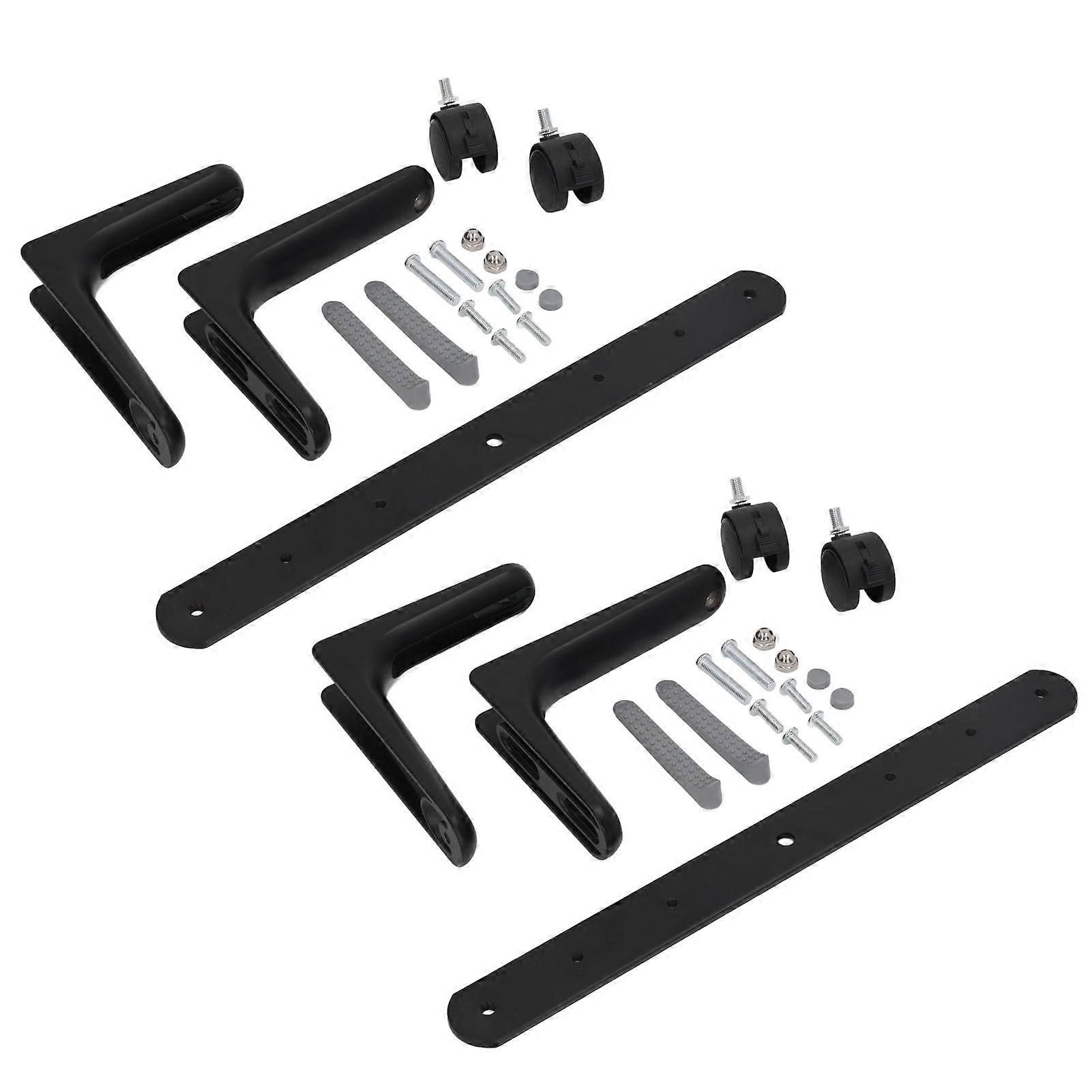 2 Set Room Divider Screen Holder Width Adjustable Movable Aluminum Alloy Screen Partition Feet Holder with Wheels Black