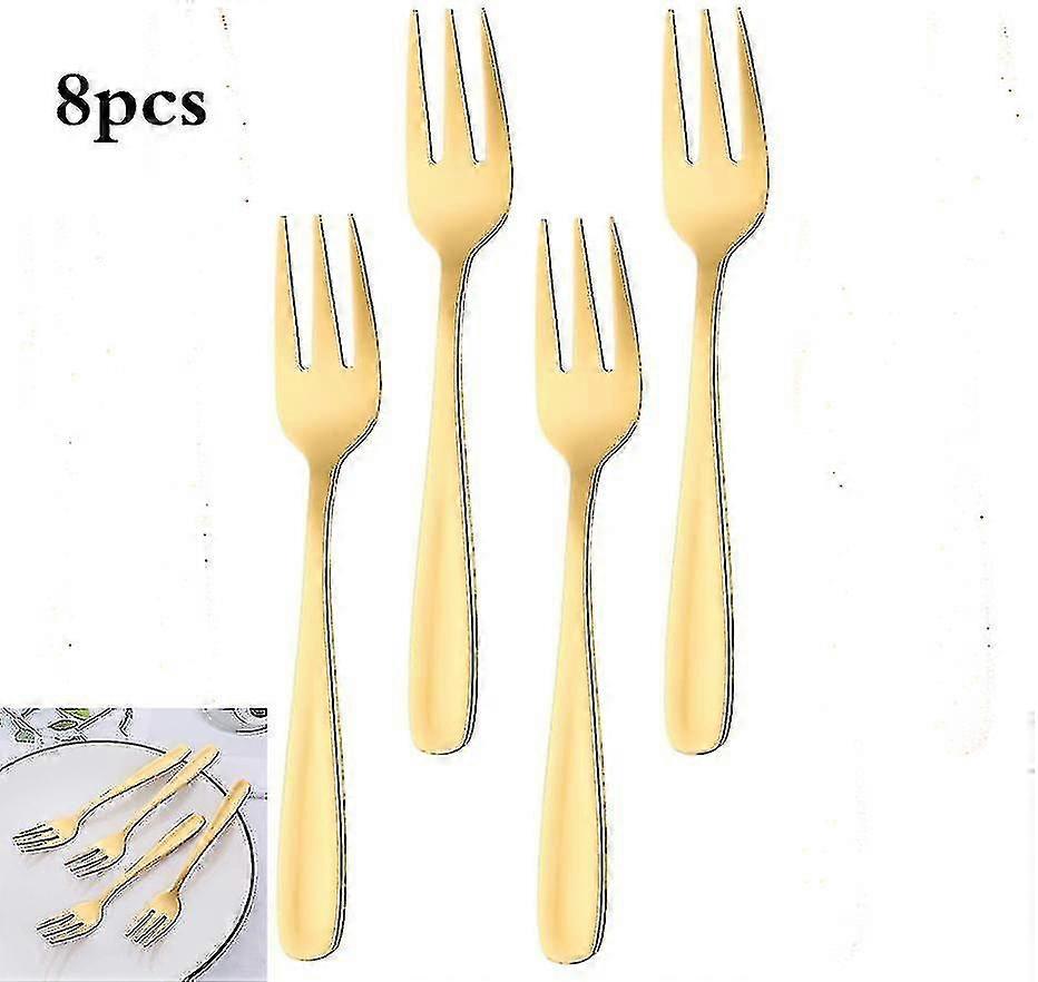 Fgao Kitchen Craft Cake Fork Set, acero inoxidable, oro 8 piezas