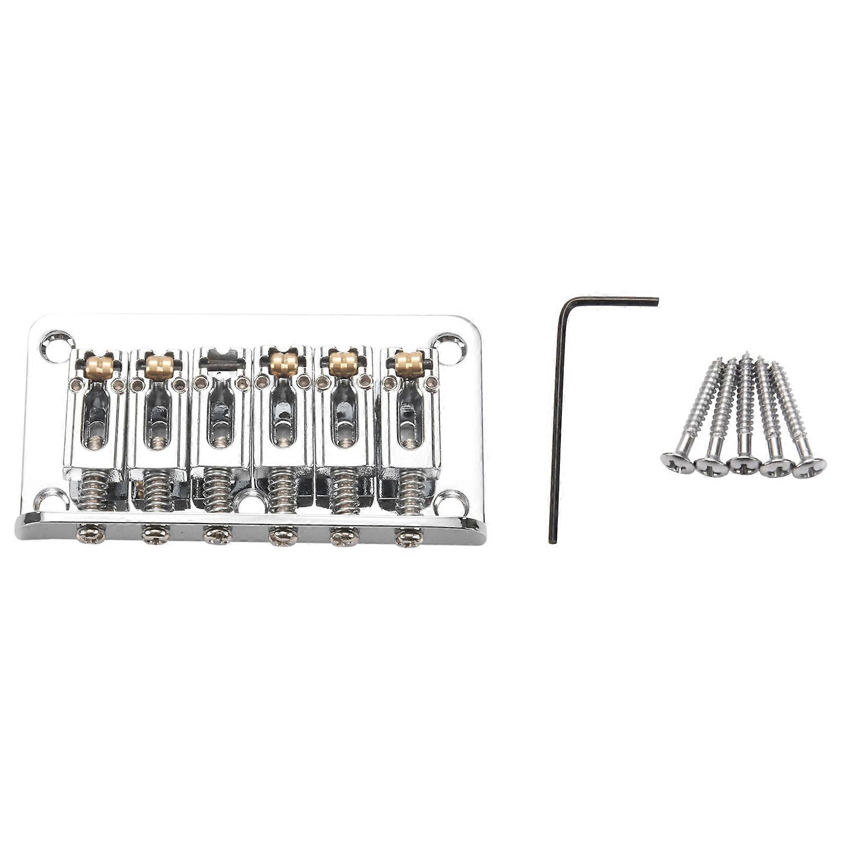Hardtail Guitar Bridge Body Through for 6 String Electric Parts Silver
