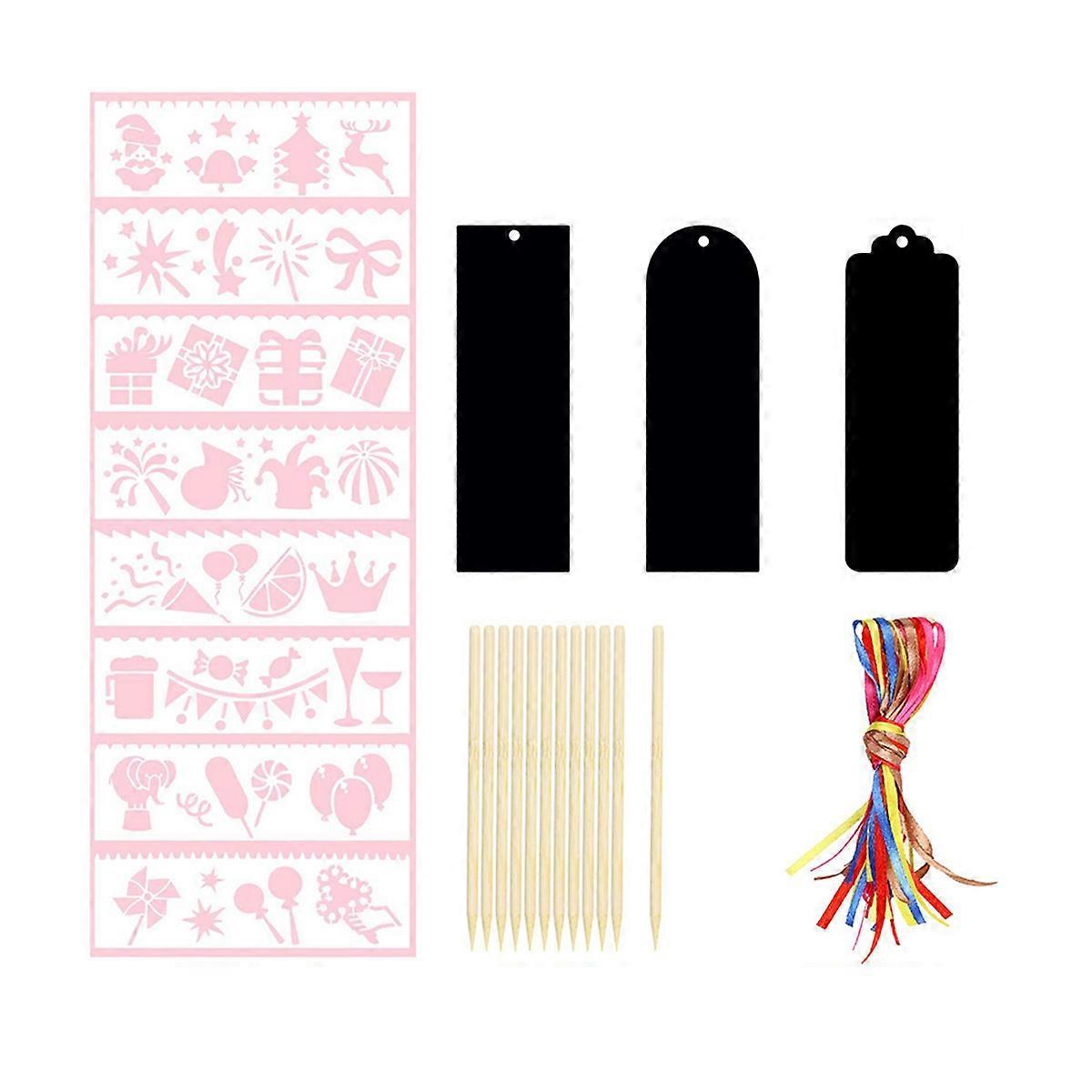 Magic Scratch Rainbow Bookmark Making Kit Bulk Scratch Paper with Scratch Tool Ribbon DIY Bookmarks