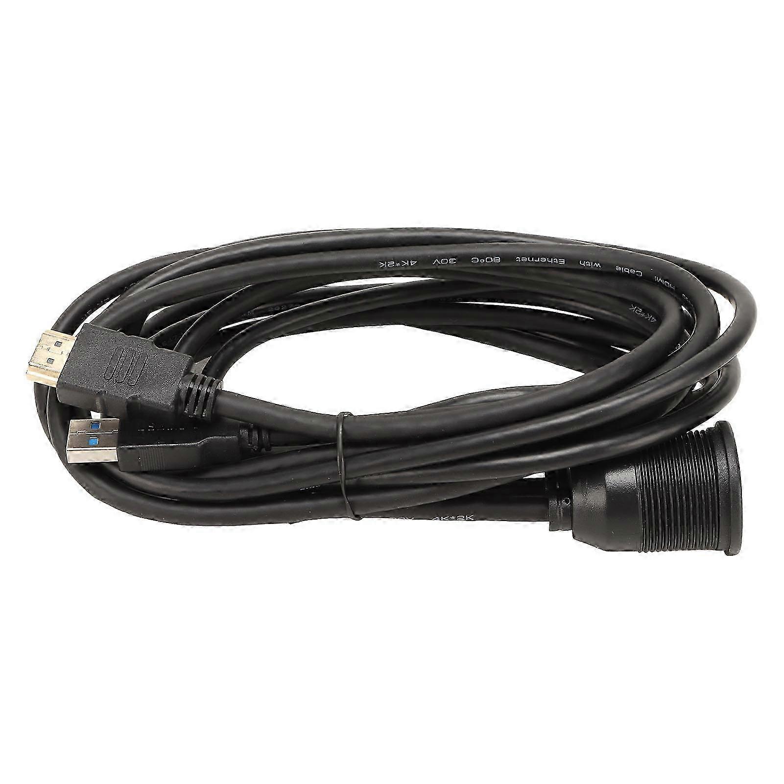 Flush Mount Extension Cable Dual Ports USB3.0 High Definition Multimedia Interface Cable