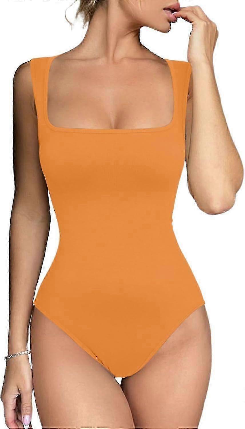 المرأة سلس bodysuit مربع الرقبة بلا أكمام مدبب الكتف الأشرطة دبابات قمم الصيف