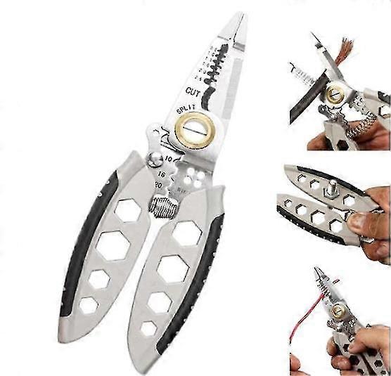 Pliers，7 Inch Electrical Cable Stripping Crimping Tool Wire Stripper For Terminals - RIpj