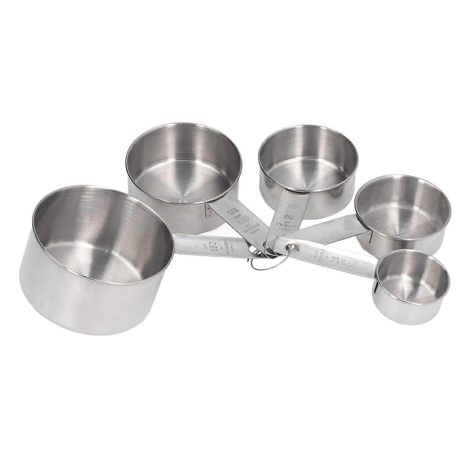 5pcs Stackable Stainless Steel Measuring Cups Set with Scale Kitchen Cooking Baking Tool(YMCAT)
