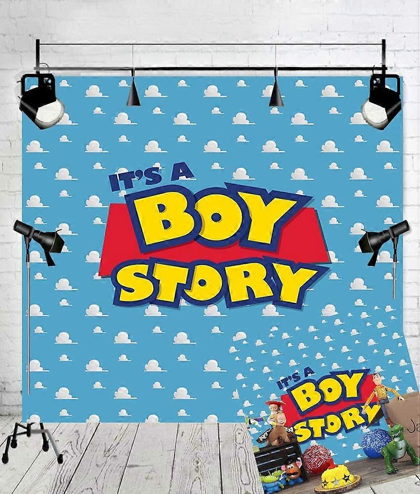 Art Studio Fotohintergrund 'It's A Boy Story' – Blauer Himmel Mit Wolken, Vinyl, 2,5x2,5 M, Für Babyparty, Fotokabine & Kindergeburtstag