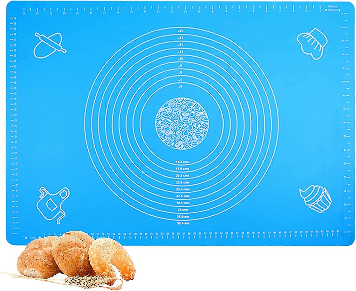 1 Pieces 50x40cm Non-stick Reusable Baking Mat Fondant Dough, (Blue) Rolling Dough Mat, BPA Free Silicone Pastry Baking Mat, with Measuring Guide