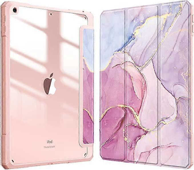 Pink marble pattern protective case compatible with 9th/8th/7th generation iPads (2021/2020/2019 models, 10.2 inches) - shockproof shell, transparent 