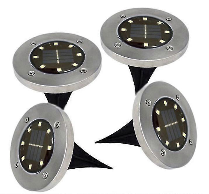 4つのPCs LED太陽発電デッキライトグラウンドフロア屋外ガーデン芝生パスランプ