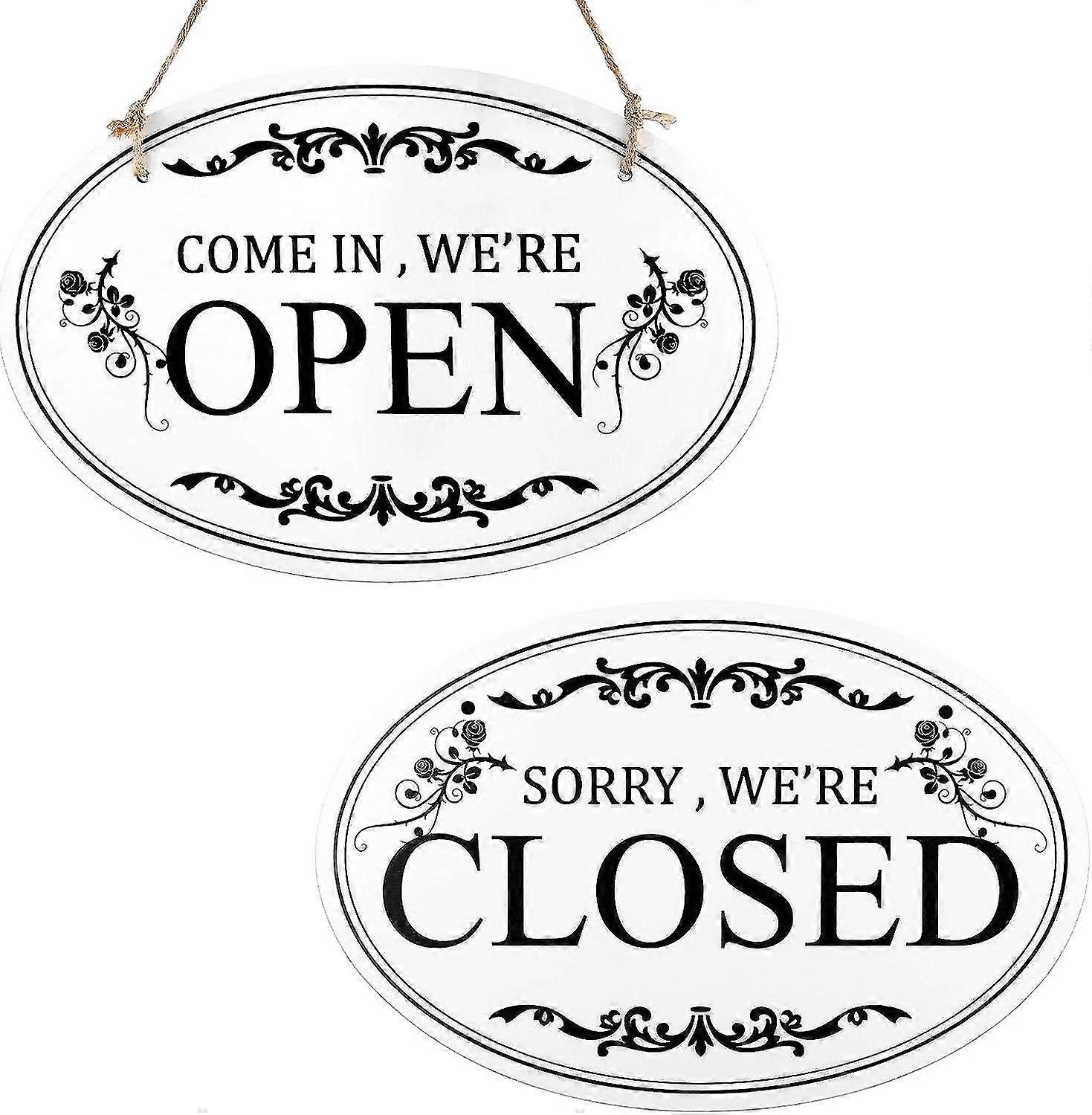 Open And Closed Business Sign, 11.8x7.9inch Double Sided Reversible Come In We're Open And Sorry We're Closed Sign Store Hanging Sign For Cafe Hotel R