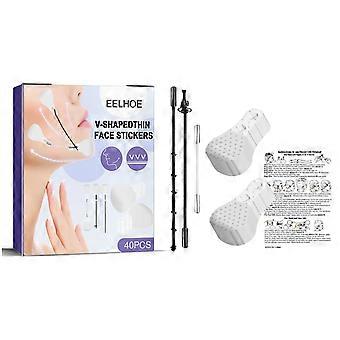 Ruban de lifting du visage, ruban de levage de visage invisible 40PCS avec 3 cordes fixes, bandes de lifting du visage V-Line pour cacher les rides du visage Double menton et soulever la peau affaissée
